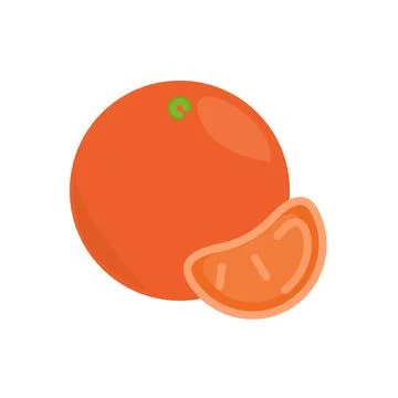 Orange mandarin flat icon. Colored pictogram for web. Line stroke. Isolated o Stock Illustration