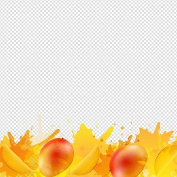 Orange Mango Border With Paint Transparent Background Stock Illustration