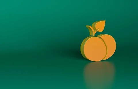 Orange Mango fruit icon isolated on green background. Minimalism concept. 3D Stock Illustration