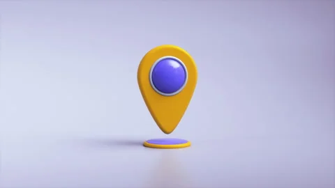 Orange Map locator label rotate around it axis. Seamless Looping. Stock Footage 248230653