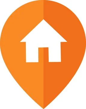 Orange map pin with home house symbol icon イラスト素材