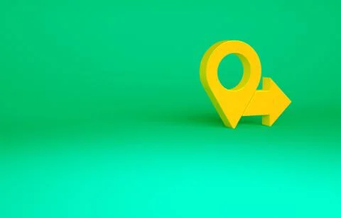 Orange Map pin icon isolated on green background. Navigation, pointer, locati Stock Illustration