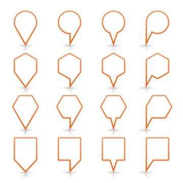 Orange map pin sign flat location icon web button Illustrazione stock