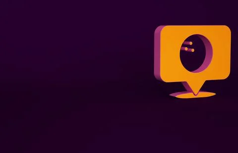 Orange Map pointer with bowling ball icon isolated on purple background. Sport イラスト素材