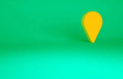 Orange Map pointer with mountain icon isolated on green background. Mountains Stock Illustration
