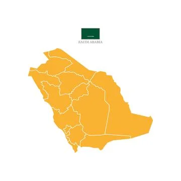 Orange map of saudi arabia with borders Stock Illustration