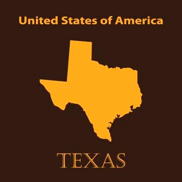 Orange map state Texas - vector illustration. Illustrazione stock