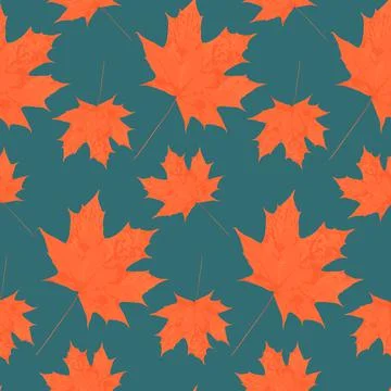 Orange maple leaf autumn seamless pattern trace maple leaf Stock Illustration
