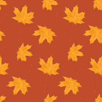 Orange maple leaf autumn seamless pattern, vector illustration Illustrazione stock