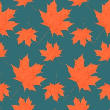 Orange maple leaf autumn seamless pattern trace maple leaf Illustrazione stock