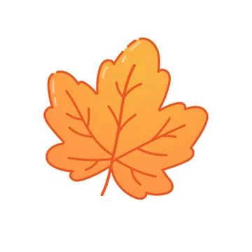 Orange maple leaf icon in autumn cartoon style Stock Illustration