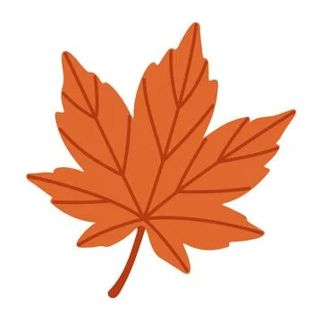 Orange Maple Leaf Isolated Vector Element Flat Style Icon Stock Illustration
