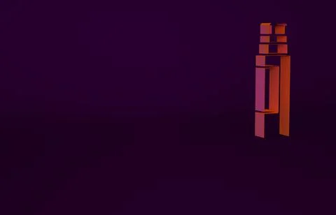 Orange Marker pen icon isolated on purple background. Minimalism concept. 3d 스톡 일러스트