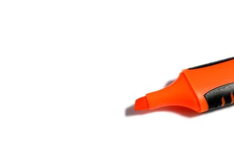 Orange marker without cap on white background Stock Photos