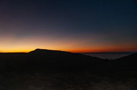 Orange marks the silhouette of Teide Foto stock