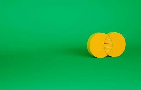 Orange Mathematics sets A and B icon isolated on green background. Symmetric  스톡 일러스트
