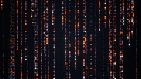 Orange matrix rain of digital HEX code loopable animation 4k UHD (3840x2160) Stockbeeldmateriaal 79440338