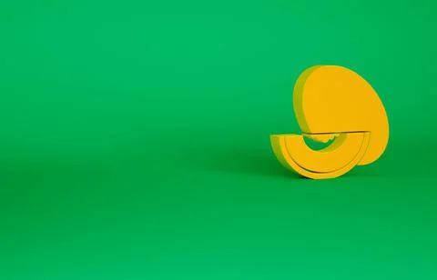 Orange Melon fruit icon isolated on green background. Minimalism concept. 3d  Stock Illustration