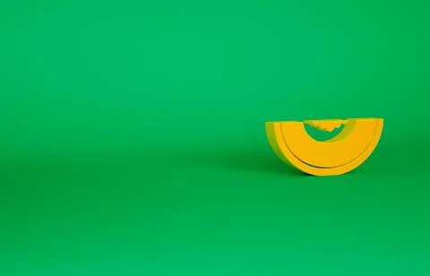 Orange Melon fruit icon isolated on green background. Minimalism concept. 3d  Stock Illustration