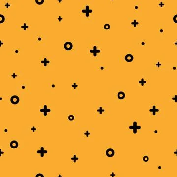 Orange memphis seamless pattern 80s - 90s style. Stock Illustration