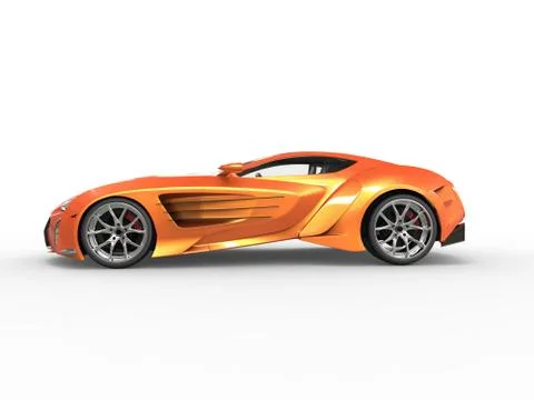 Orange metallic supercar - side view Stock Illustration