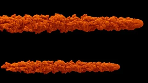 Orange meteor or asteroid trail smokes, with alpha mask Stock Footage 83557495