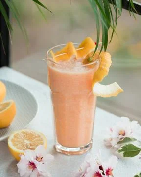 Orange milk shake Stock Photos