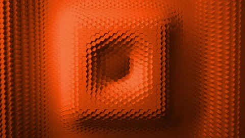 Orange minimalism. A mosaic surface with moving hexagons. In the form of a squar Stock Footage 157300819