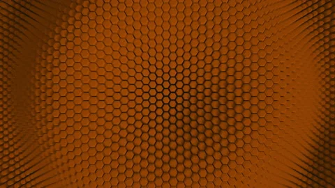 Orange minimalism. Mosaic surface with moving hexagons. Abstract geometric backg Stock Footage 163866331