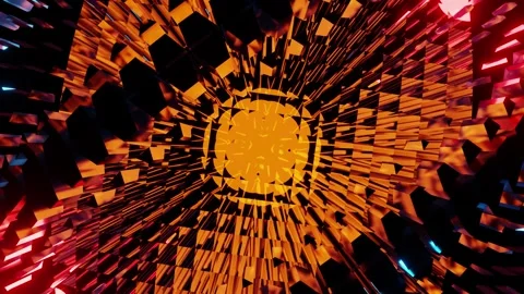 Orange mirrored party disco ball rotated VJ loop background0001-0217 Stock Footage 325965266
