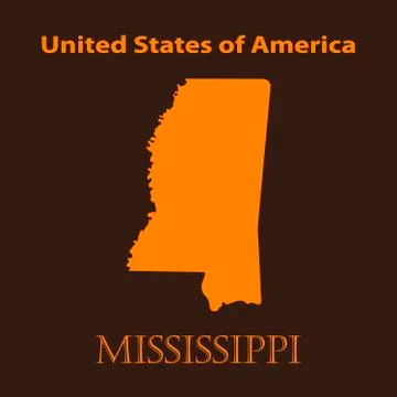 Orange Mississippi map - vector illustration. Stock Illustration