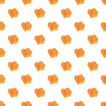 Orange mittens seamless pattern for winter clothing backgrounds Illustrazione stock