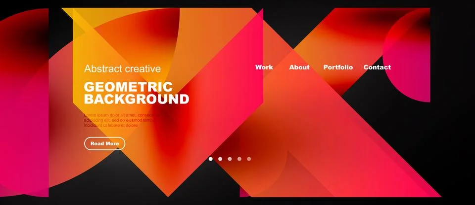 Orange modern geometric forms web page template, wide vector banner Stock Illustration