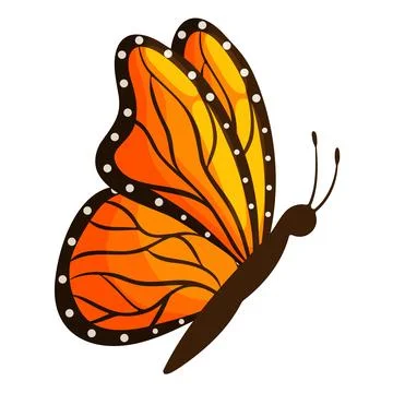 Orange Monarch Butterfly Side View Illustration 库存插图