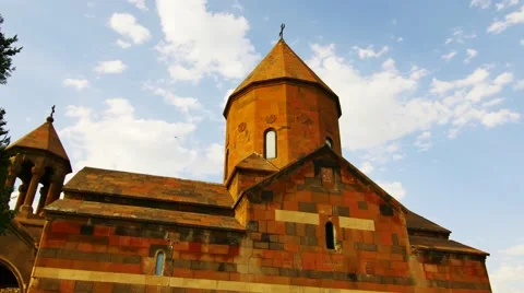 Orange Monastry with Birds Stock Footage 53232691
