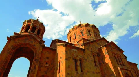 Orange Monastry with Clouds in the Background Stock Footage 53232697