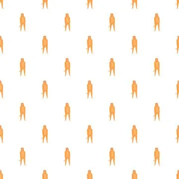 Orange monkey costume character standing seamless pattern background イラスト素材