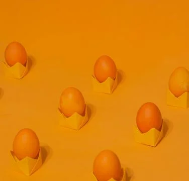 Orange monochromatic easter composition. Isometric layout. Easter concept Stock Photos