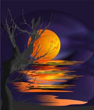 Orange moon Stock Illustration
