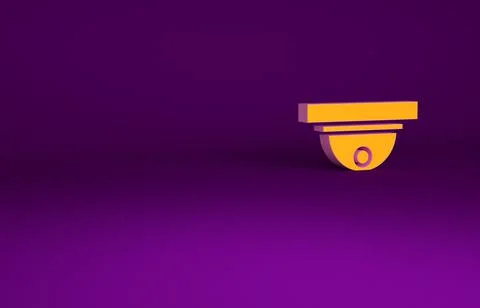 Orange Motion sensor icon isolated on purple background. Minimalism concept.  Stock Illustration