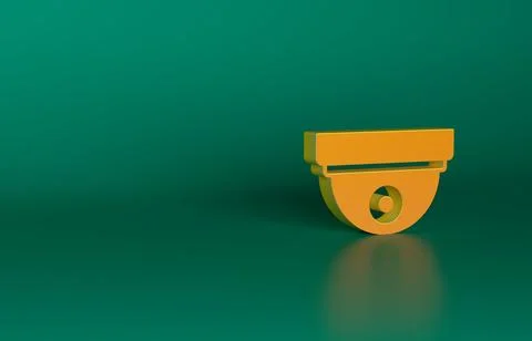 Orange Motion sensor icon isolated on green background. Minimalism concept. 3D Stockillustratie