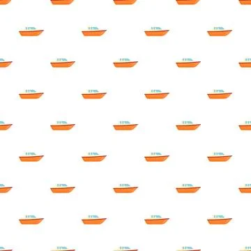 Orange motorboat seamless pattern for nautical transport background Illustrazione stock
