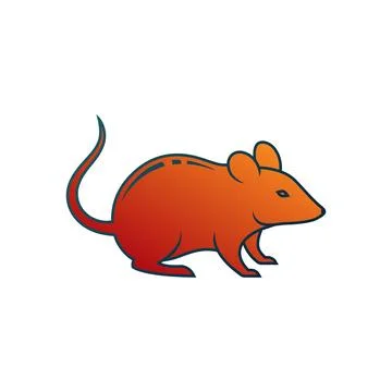 Orange Mouse Vector Illustration. Stylized rodent character with gradient c.. Illustrazione stock