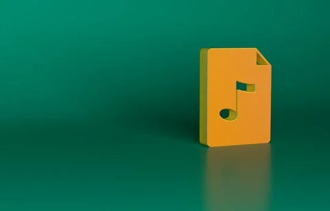 Orange MP3 file document. Download mp3 button icon isolated on green background 스톡 일러스트