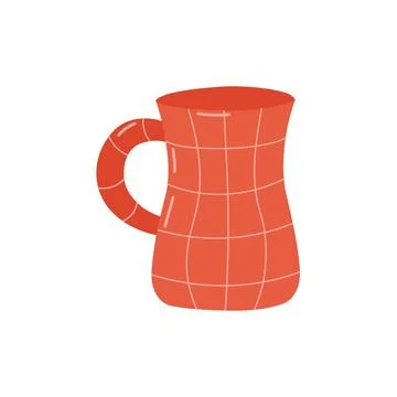 Orange mug with square pattern. Mug on white background. Stock Illustration