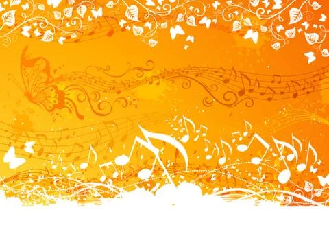 Orange music background. Stock Illustration