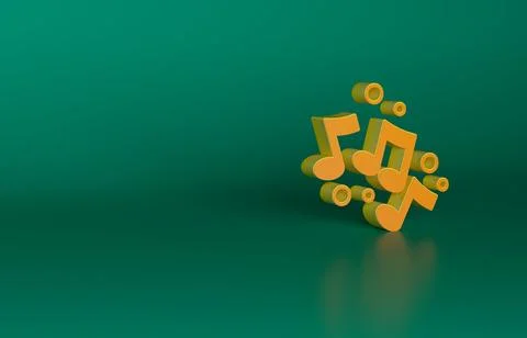 Orange Music note, tone icon isolated on green background. Minimalism concept Stock Illustration