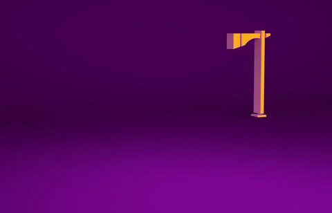 Orange Native american tomahawk axe icon isolated on purple background. Minim Stock Illustration
