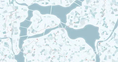 Orange navigation routes. Network Visualization on City Map Background. 库存影片 332473011