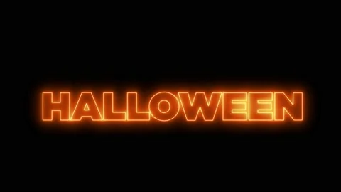 Orange Nebula "HALLOWEEN" Text on the Black Background. Darken Mode. 4K Stock Footage 142317841